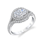 Double Halo Oval Engagement Ring