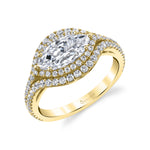 Double Halo Marquise Engagement Ring