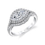 Double Halo Marquise Engagement Ring