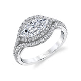 Double Halo Marquise Engagement Ring