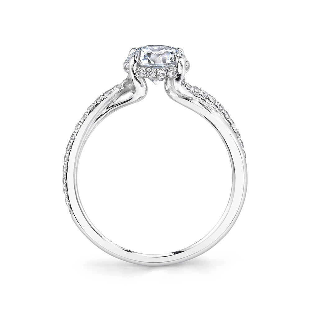 Two Tone Spiral Engagement Ring in Rose Gold