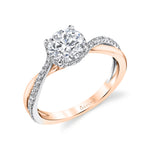 Two Tone Spiral Engagement Ring in Rose Gold