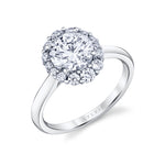 Round Cut Two Tone Halo Engagement Ring - Jillian
