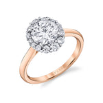 Round Cut Two Tone Halo Engagement Ring - Jillian