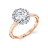 Round Cut Two Tone Halo Engagement Ring - Jillian