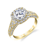 Elodie - Vintage Inspired Engagement Ring with Cushion Halo