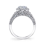 Elodie - Vintage Inspired Engagement Ring with Cushion Halo