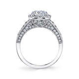 Elodie - Vintage Inspired Engagement Ring with Cushion Halo