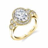 Vintage Halo Engagement Ring with Oval Center