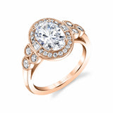 Vintage Halo Engagement Ring with Oval Center
