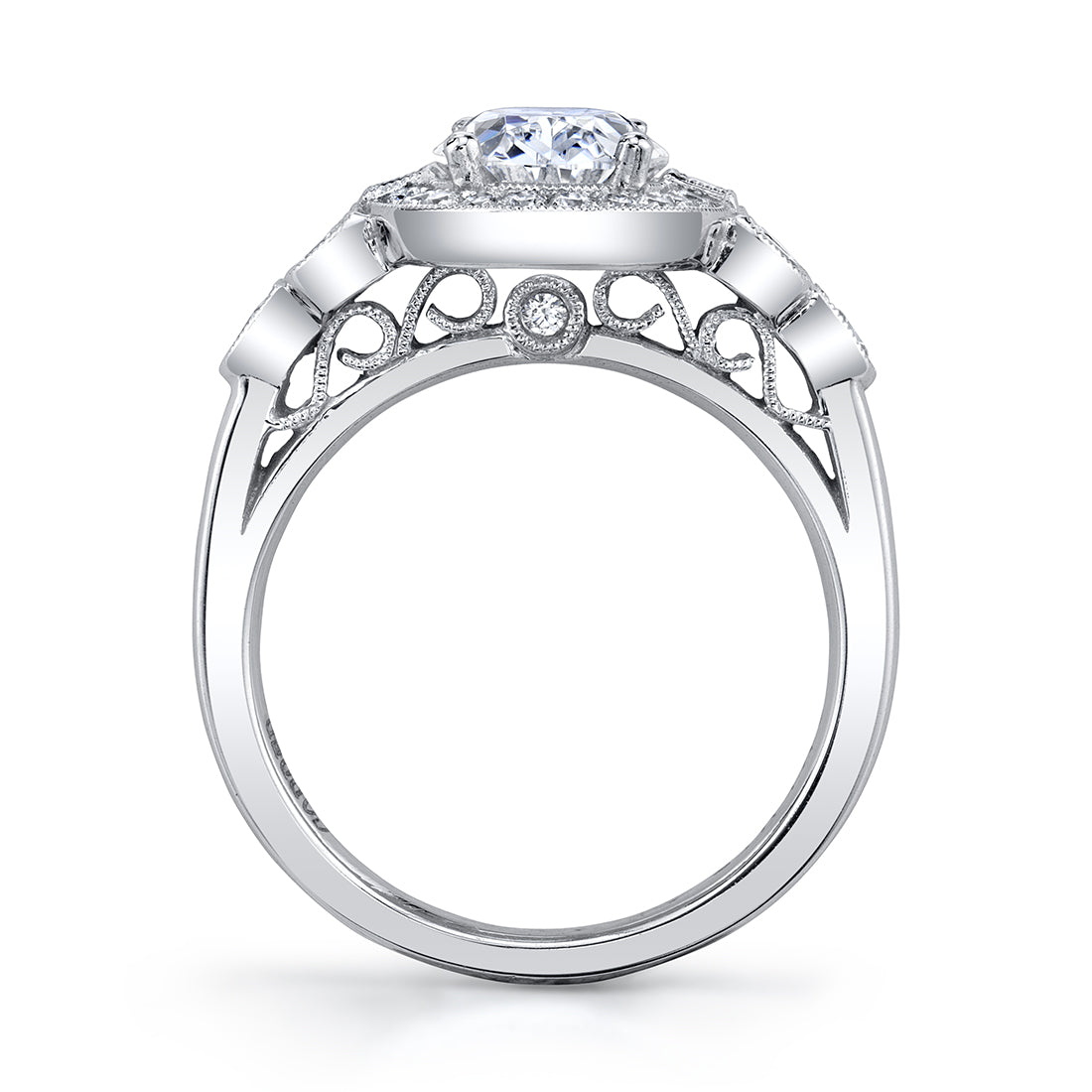 Vintage Halo Engagement Ring with Oval Center