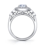 Vintage Halo Engagement Ring with Oval Center