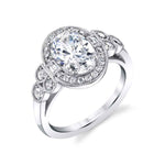 Vintage Halo Engagement Ring with Oval Center