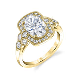 Halo Engagement Ring with Oval Center