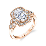 Halo Engagement Ring with Oval Center