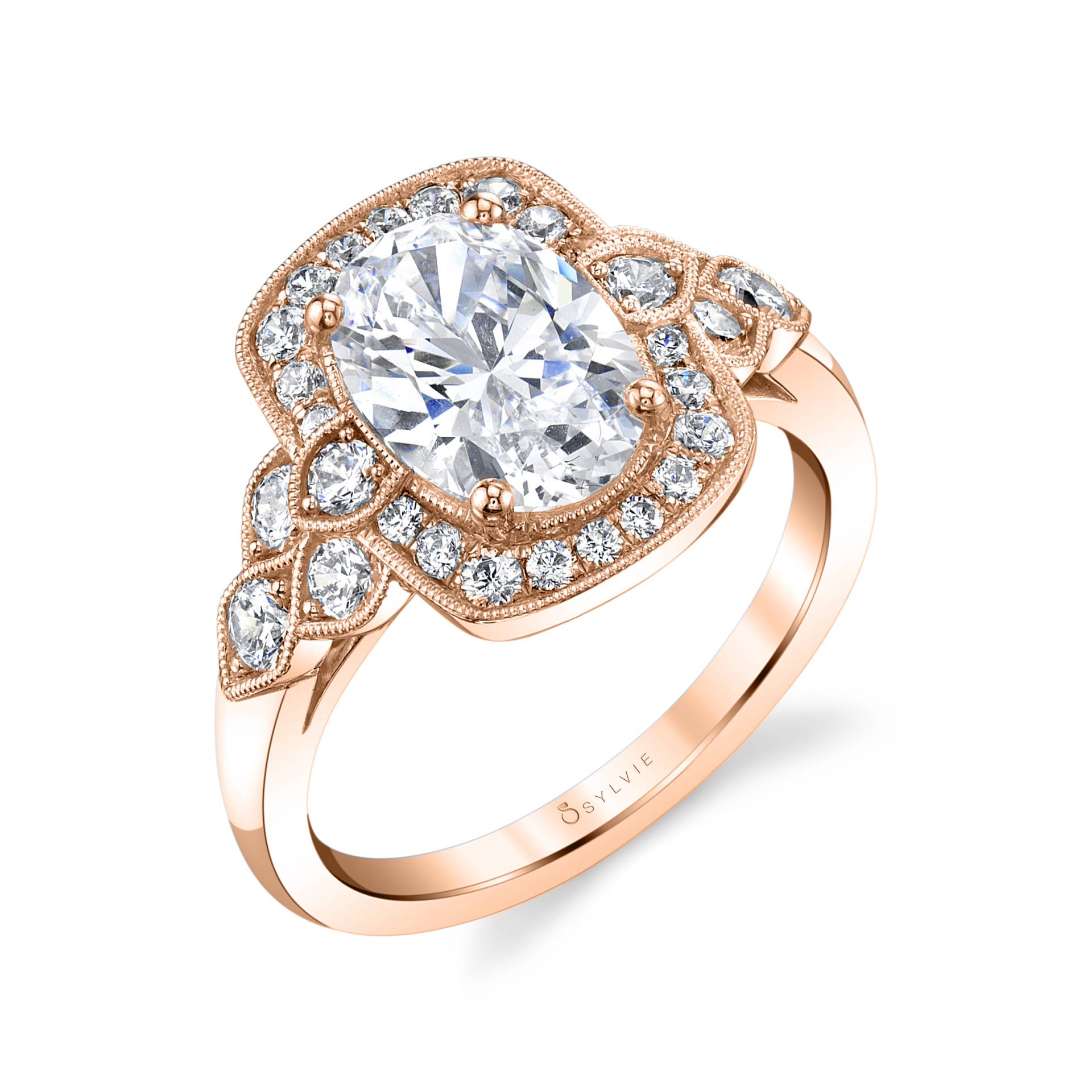 Halo Engagement Ring with Oval Center