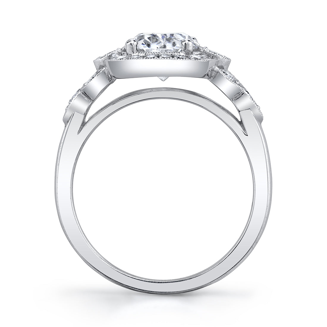 Halo Engagement Ring with Oval Center