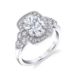 Halo Engagement Ring with Oval Center