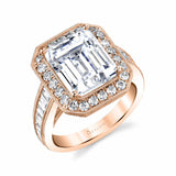Halo Engagement Ring with Emerald Center