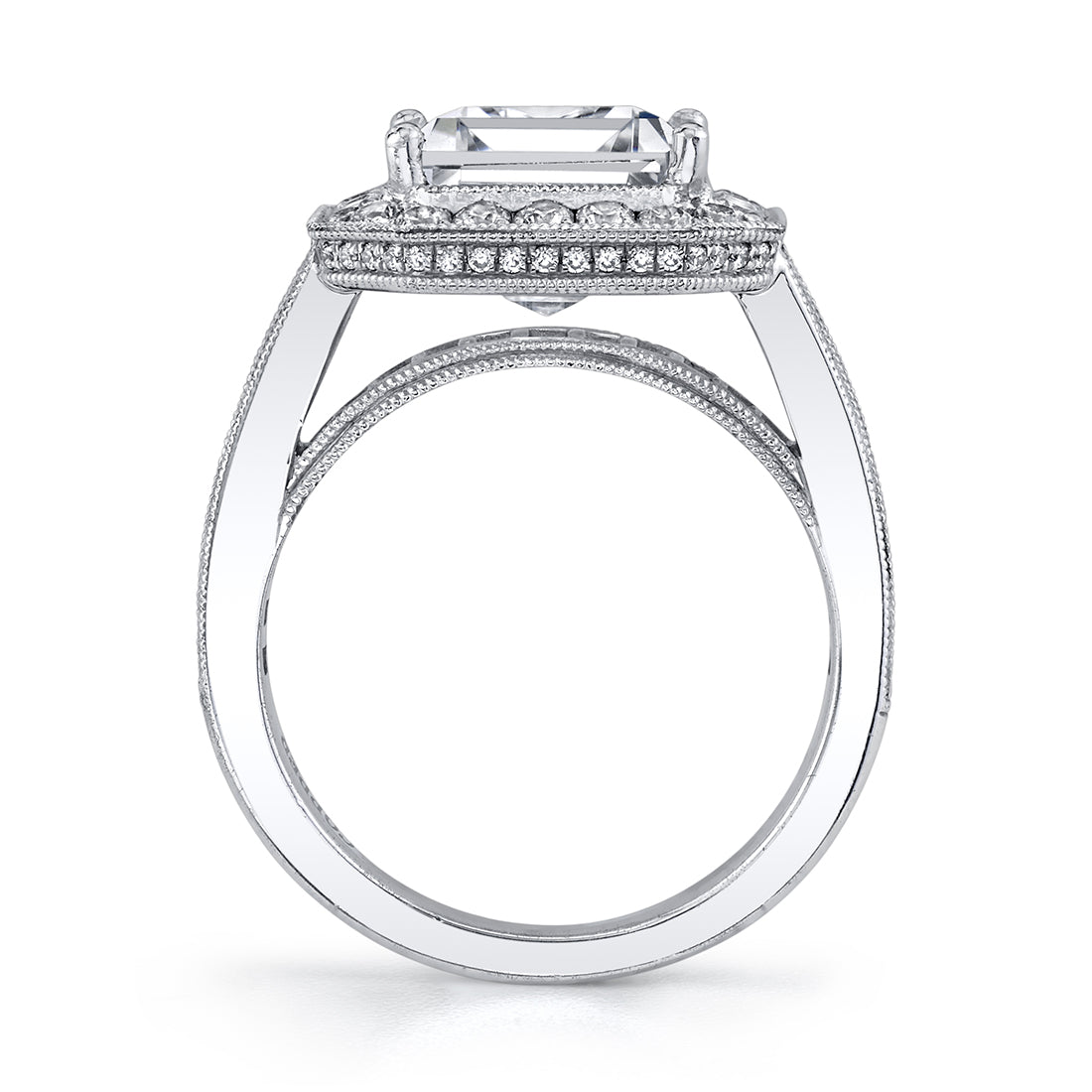 Halo Engagement Ring with Emerald Center