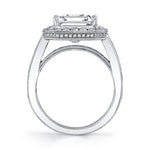 Halo Engagement Ring with Emerald Center