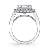Halo Engagement Ring with Emerald Center