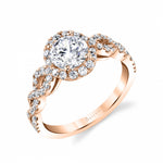 Elliette - Spiral Engagement Ring with Round Halo