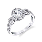 Elliette - Spiral Engagement Ring with Round Halo