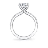 Round Cut Alternating Diamond and Baguette Engagement Ring - Bonnie