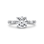 Round Cut Alternating Diamond and Baguette Engagement Ring - Bonnie