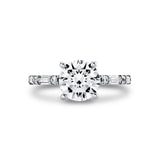 Round Cut Alternating Diamond and Baguette Engagement Ring - Bonnie