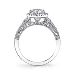 Pear Shaped Vintage Halo Engagement Ring - Seraphina