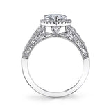 Pear Shaped Vintage Halo Engagement Ring - Seraphina
