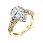 Pear Shaped Vintage Halo Engagement Ring - Seraphina