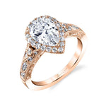 Pear Shaped Vintage Halo Engagement Ring - Seraphina