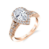 Pear Shaped Vintage Halo Engagement Ring - Seraphina