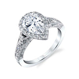 Pear Shaped Vintage Halo Engagement Ring - Seraphina
