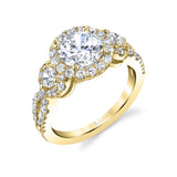 3 Stone Halo Engagement Ring - Estee