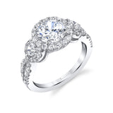 3 Stone Halo Engagement Ring - Estee
