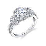 3 Stone Halo Engagement Ring - Estee
