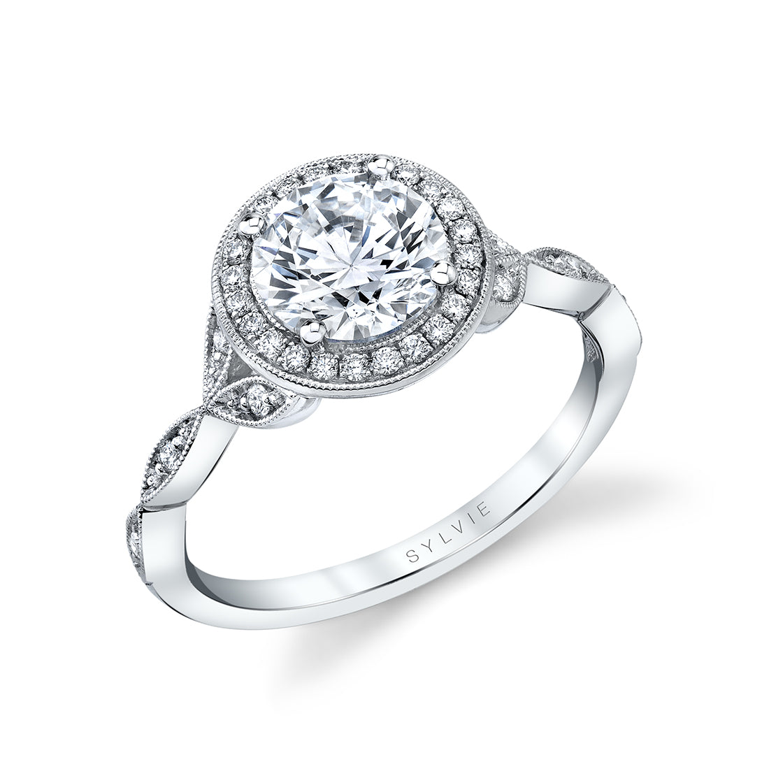 Vintage Inspired Halo Engagement Ring - Georgienne