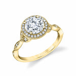 Vintage Inspired Halo Engagement Ring - Georgienne
