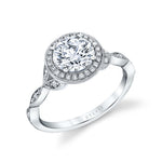Vintage Inspired Halo Engagement Ring - Georgienne