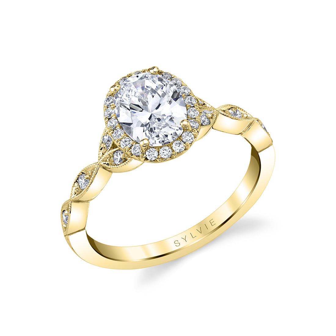 Unique Vintage Engagement Ring with Halo - Frederique