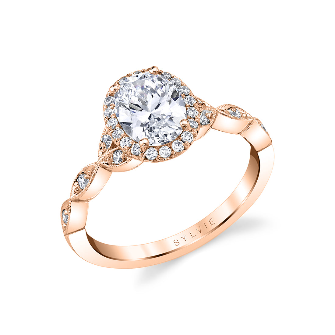 Unique Vintage Engagement Ring with Halo - Frederique