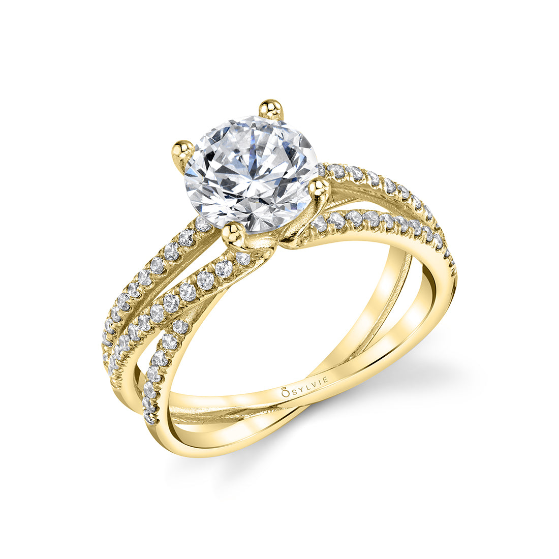 Modern Spiral Engagement Ring with Triple Split Shank - Antonella