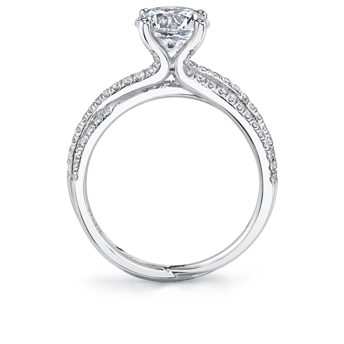 Modern Spiral Engagement Ring with Triple Split Shank - Antonella