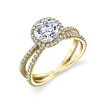 Split Diamond Band Round Cut Engagement Ring - Guiliana