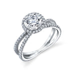 Split Diamond Band Round Cut Engagement Ring - Guiliana