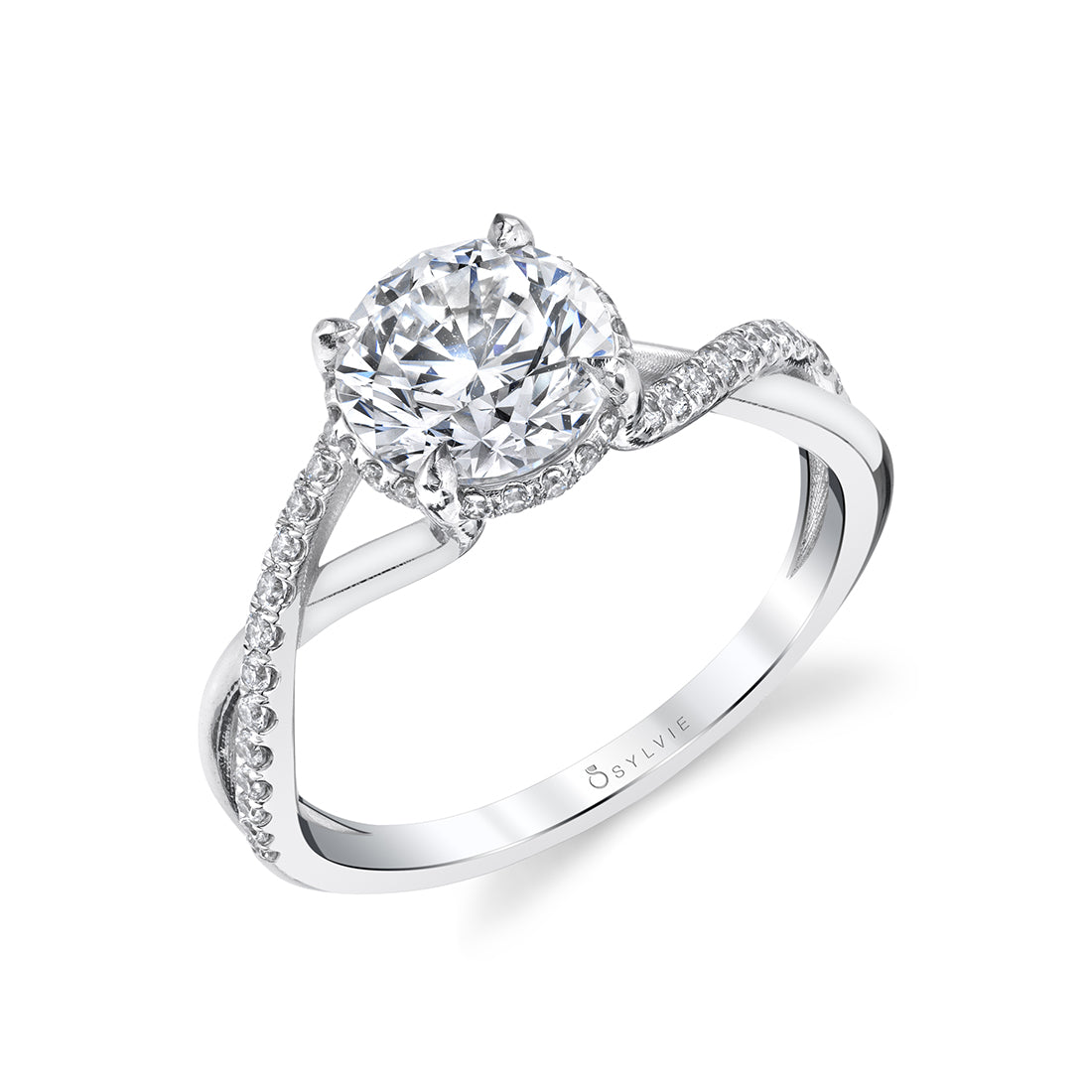 Spiral Engagement Ring with Hidden Halo - Amahle